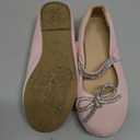 K KomForme Girl's Bow Mary Jane Dress Shoes Ballet Princess Flats with Rhinestone Strap for Party Wedding School, Toddler/Little Kid/Big Kid, Size 1