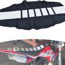 Dirt Bike Seat Cover,White Stripe Non-Slip Thicken Soft Seat Cover Universal for Most Dirt Pit Bikes Motocross Off Road Enduro