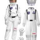 Spooktacular Creations Halloween Astronaut Costume for Kids, Unisex Astronaut Outfit, Toddler Pilot Jumpsuit for Themed Party (3T (3-4 YRS), White)