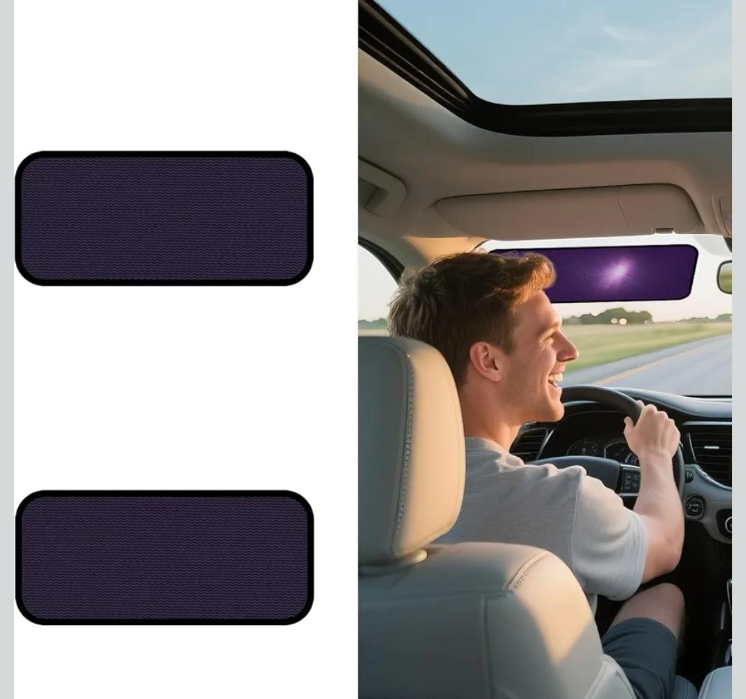 XCBYT Square Car Window Shades for Windshield & Side Windows, 2-Pack Static Cling Glare Blocker, Removable Tint, Long Size for Wider Coverage, Semi-Transparent with Strong Hold (15.75" x 7.09")