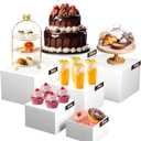 6PCS Buffet Risers, Food Risers for Buffet Table, Display Stand Shelf for Party Catering Dessert Collectibles, White Acrylic Nesting Boxes for Food Display (Size 10" 9" 8" 7" 6" 5")