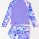 Girls Rash Guard Swimsuit Two Piece Bathing Suit UPF 50+ Sun Protection Long Sleeve Swimwear 14Y