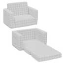 Delta Children Checkered Cozee Flip-Out Kids Chair, Snuggly Sherpa-Like Foam Convertible Armchair for Boys and Girls, Machine Washable Cover, Soft Comfy Toddler Seating for Playroom/Bedroom, Grey