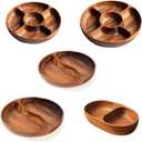 Wood Divided Servings Tray Dinner Platters Round Candy Tray Fruit Plate For Party Dishes Snacks Dried Fruit Easy To Use