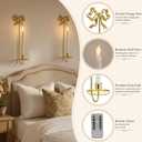 SiliFine 2 Set Gold Bow Sconces Wall Candle Holder with Battery Operated Flameless Candles and Remote Control 16.5 Inches Vintage French Metal Bow Sconces for Hallway Wedding Home Decor