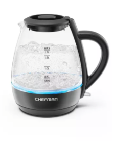 Chefman 1.7-Liter Electric Tea Kettle w/ Borosilicate Glass and Automatic Shutoff - Black