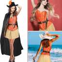 Mepase 6 pcs Halloween Cat in Boots Costume for Women with Hat Sword Leather Belt Bustier Corset Top Cape for Cosplay (Medium)