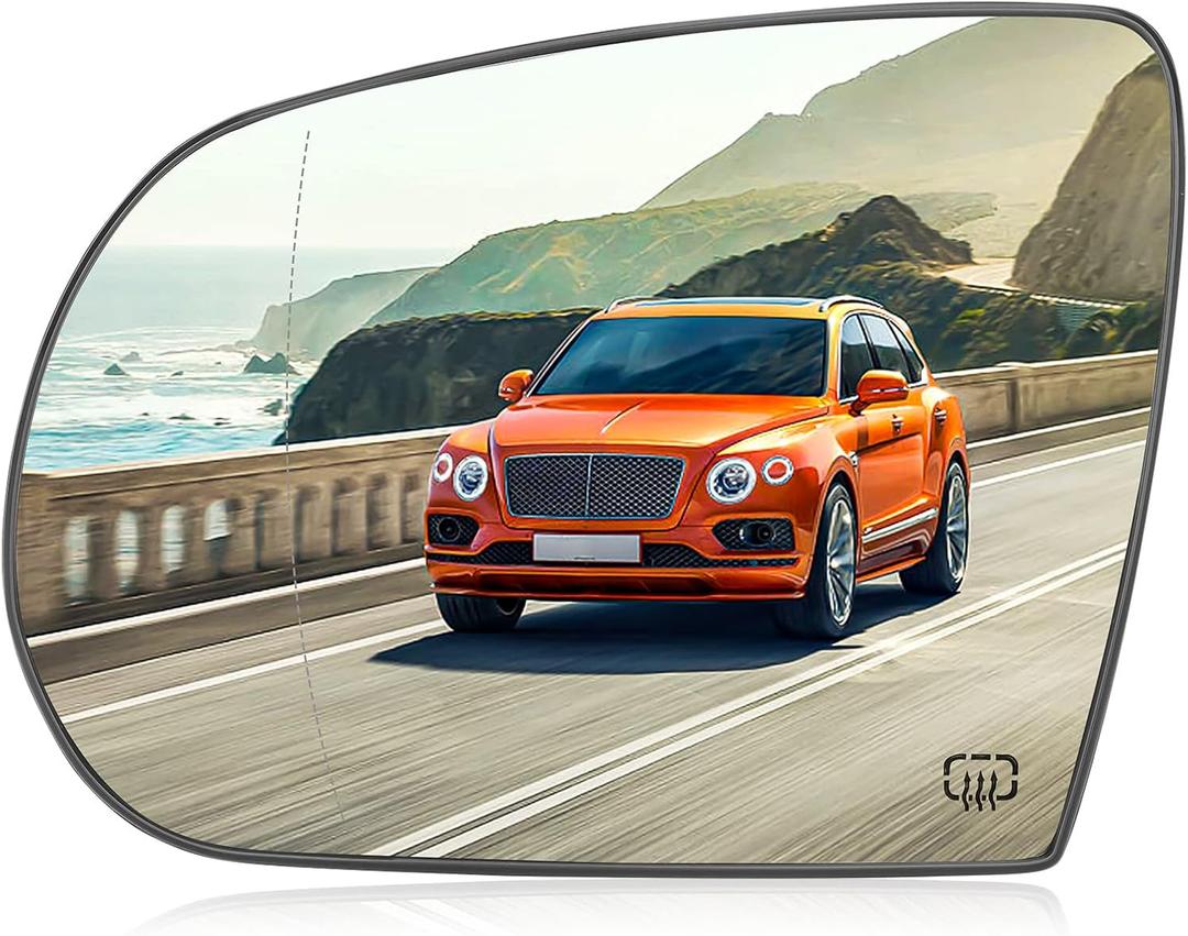Left Driver Side Mirror Glass Replacement for 2014 2015 2016 2017 2018 2019 Jeep Cherokee, 2017 2018 2019 2020 2021 Jeep Compass Rear View Side Heated Mirror Replace 68228913AA 68228911AA