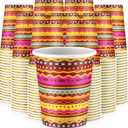 200 Pcs Fiesta Paper Cups Mexican Serape Disposable Beverage Cups Snack Dessert Ice Cream Soup Bowls Cinco De Mayo Party Favor for Chili Cook off Birthday Taco Wedding Christmas(9 oz)