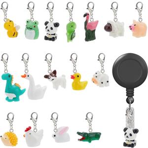 WEBEEDY 16 Pieces Badge Reel Charm for Student Nurse Teacher, Lovely Animal Badge Holder Charms for ID Card Name Tag Badge Holder Badge Buddy Office School Graduation Supplies