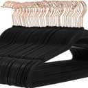 Amazon Basics Slim Velvet Non-Slip Space Saving Suit Clothes Hangers for Closet Organization, Black/Rose Gold, 50-Pack