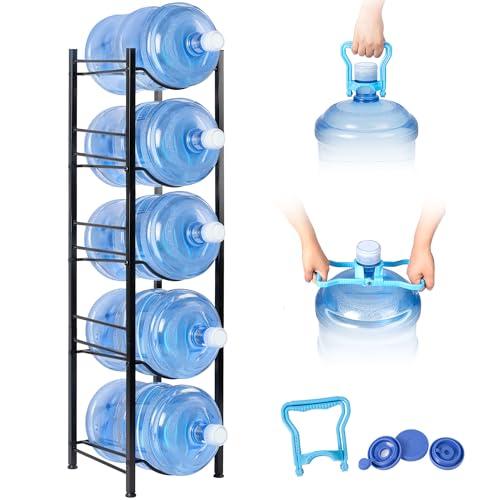 Klvied 5-Tier Heavy Duty Water Jug Organizer, 5 Gallon Cooler Jug Rack for Kitchen, Office, Living Room