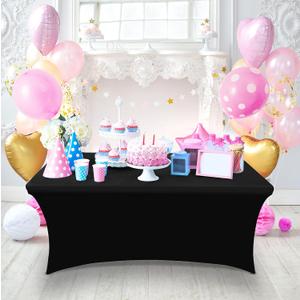 Heneger 8 Pack Black Tablecloths 90 x 132 Inch Rectangular Table Cloths for Rectangle Tables 6ft, Wrinkle Resistant Black Table Cloth Washable Polyester Fabric for Buffet Wedding Party Banquet