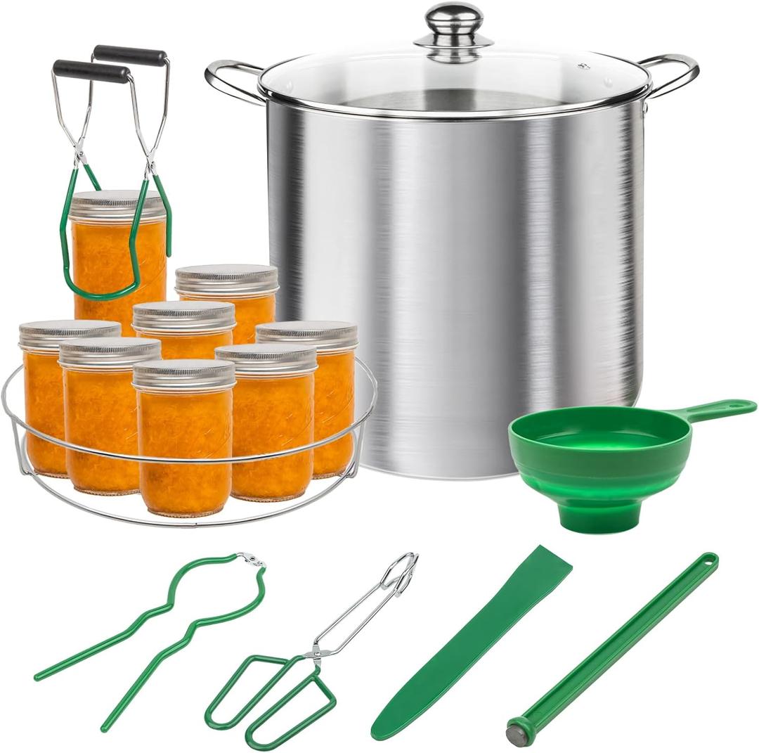 21.5 QT, Stainless Steel Canning Pot with Rack Canning Supplies Starter Kit for Beginner Making Cans at Home