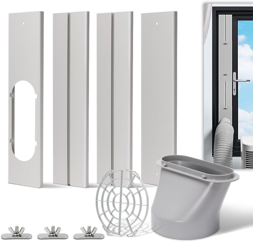 Portable Air Conditioner Window Kit with Coupler, 5.9 Inch Adjustable Window Seal Plate for A/C Units, Sliding AC Vent Kit for Ducting