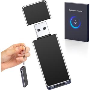 64GB Digital Voice Recorder for Lectures Meetings - EVIDA Intelligent Voice Activated Recorder 512KBPS 288Hrs USB Recording Device HD Audio Recorder with Noise Reduction, Rechargeable