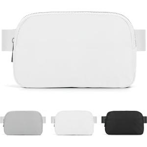 Fanny Pack Black Belt Bag for Women and Men, Fashionable Waterproof Waist Pack with Adjustable Strap for Traveling, Hiking, Jogging, Cycling (White)