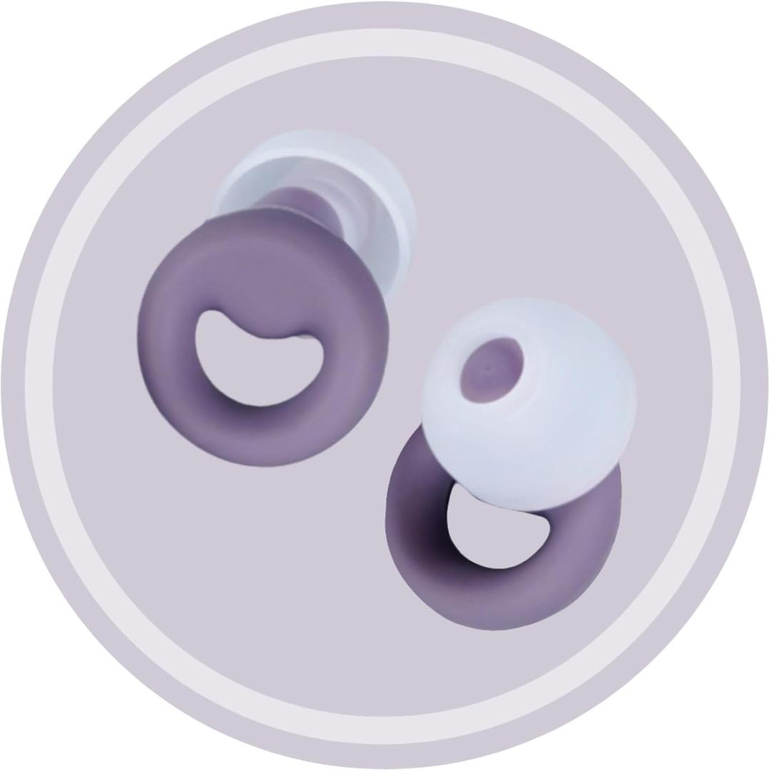 30dB Noise Cancelling Ear Plugs for Sleeping - Reusable Silicone Earplugs for Adults & Kids, Soft Ear Protection for Snoring, Concerts, Lawn Mowing, Travel & Work (6 Ear Tips with Case, Violet) (Medium)