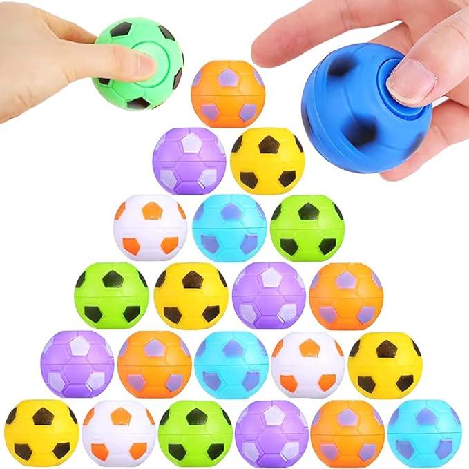28 PCS Mini Fidget Spinners Soccer Ball Toys for Kids, Soccer Party Favors Goodie Bag Stuffers, Rotatable Soccer Finger Stress Balls for Classroom Prizes