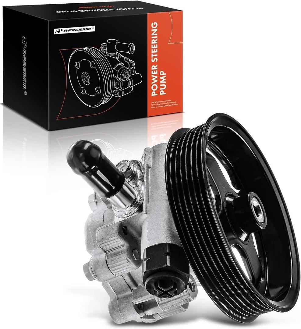 A-Premium Power Steering Pump, with Pulley, Compatible with Land Rover LR3 2005-2009, Range Rover Sport 2006-2009, 4.2L 4.4L, Replace # QVB500390