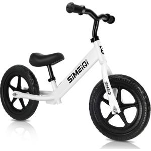 SIMEIQI 12" Balance Bike for Boys Girls 2 3 4 5 Years Old No Pedal Walking Balance Training Sports Bicycle for Kids Toddlers (White)