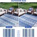 Outdoor Rug 8 x 10 ft, Reversible Plastic Straw Rug for Patio, Waterproof Large Outdoor Carpet for RV, Patio, Camping, Backyard, Deck, Picnic, Beach, Navy & White