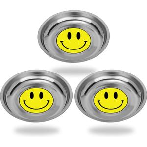 Magnetic Parts Tray 3 Pack, 6" Round Magnetic Parts Bowl, Stainless Steel,for Screw Socket Pin Tools Nuts Bolts Ferruginous Metal Accessories
