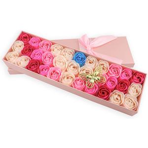 JIALEEY 33 PCS Floral Scented Bath Soap Rose Flower Petals, Plant Essential Oil Rose Soap Set Gifts Ideas for Her Women Girls Mom Valentine's Day, Pink Gift Box