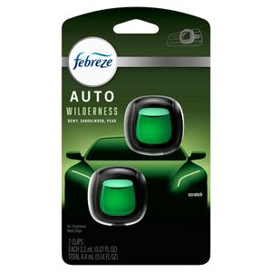 Febreze AUTO Air Freshener Vent Clip Ember, 07 oz. Car Vent Clip, Pack of 2 (WILDERNESS)
