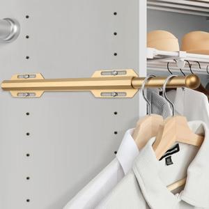 Valet Rod For Closet Pull Out, Heavy Duty Adjustable Valet Rod For Closet, Laundry Room, Bedroom, Bathroom (Gold)
