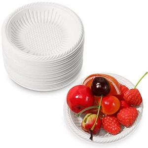 Irenare 50 Pack Small Paper Plates 4 Inch Dessert Paper Plates Heavy Duty White Disposable Uncoated Round Cake Appetizer Dinner Tableware for Thanksgiving Christmas Holiday Wedding Party Supplies