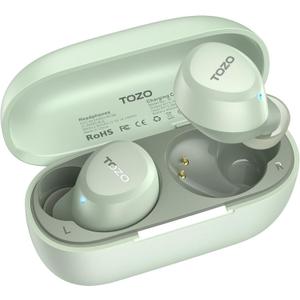 TOZO A1 Wireless Earbuds Bluetooth 5.3 Light Weight in Ear IPX5 Waterproof Headphones 2 Mic for AI Calls, Immersive Premium Sound Bass Headset with Charging Case, 32 Presets EQ Customization via App (Small, Green)