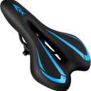 MSDADA Road Bike Seat Mountain Bike Saddle - Soft Cushion Padded Gel Bicycle Seats for Comfort Men Women - Comfortable Waterproof BMX MTB Seat Bicycle Saddles Accessories for City/Exercise Bikes (Small, Blue)