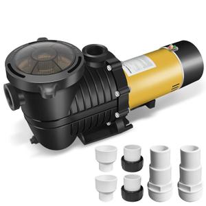 1.5HP 230Vac Two-Speed Energy-Saving Pool Pump for In/Above Ground Pools, 5400GPH Self-Priming Swimming Pool Motor with 1.25" & 1.5" & 2.0" Adapters