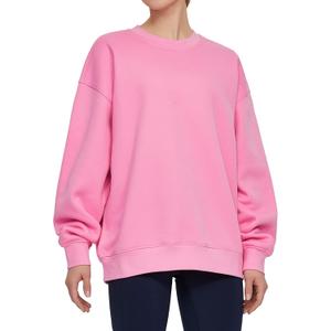 Womens' Fleece Crewneck Loose fit Soft Oversized Pullover Sweatshirt (Medium, Pink)