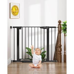 Cumbor 29.7-40.6" Baby Gate for Stairs, Baby Essential Safety Gate, Mom's Choice Awards Winner-Dog Gate for Doorways, Pressure Mounted Auto-Close Pet Gates for Dogs Indoor, Durable Child Gate, Black (29.7-40.6"W x 30.5"H)