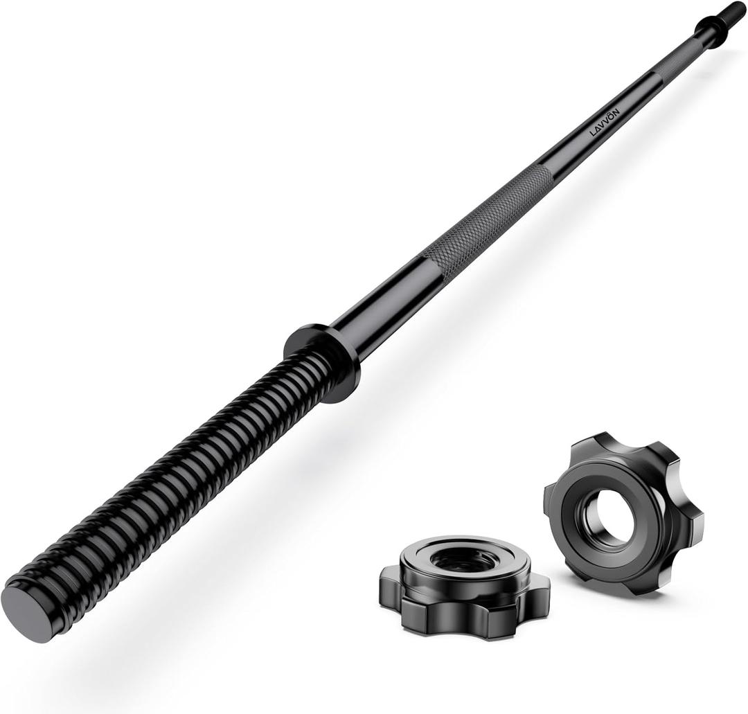 55" Weight Lifting Bar, 1" Standard Straight Barbell Bars for Weight lifting, Olympic Barbell Bar for Bench Press/Hip Thrusts/Squats/Lunges for Gym and Home, 2 Star Star-nuts (480lb Weight Capacity) (Black)