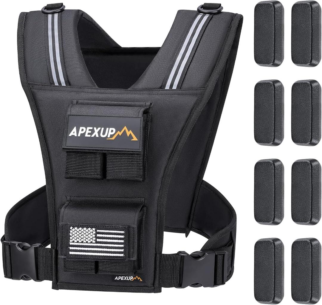 APEXUP Adjustable Weighted Vest Men 20lbs Weights with Reflective Stripe, Weight Vest Woman Workout Vest for Strength Training Running Walking APEXUP Adjustable Weighted Vest Men 20lbs Weights with Reflective Stripe, Weight Vest Woman Workout Vest for Strength Training Running Walking