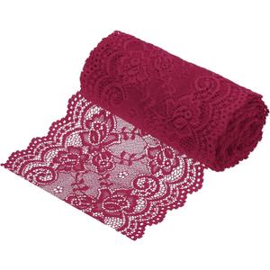 MECCANIXITY 6 Inch Wide 5 Yard Lace Ribbon Floral Pattern Burgundy Red Lace Trim Ribbon for Sewing Making, and DIY Crafts, Gift Wrapping, Bouquets, Wedding Decor