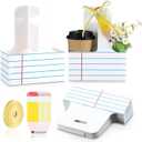 Reallnaive 24 Set Teacher Appreciation Gifts 2 Cup Drink Carrier with Greeting Card Ribbon Disposable Cup Holders with Handle for Back to School End of Year Party Favors (White,Stripe)