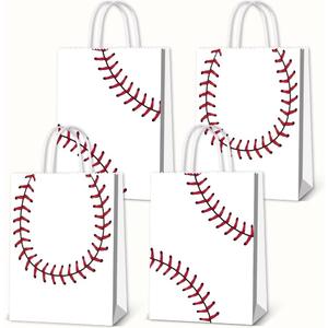 BQK 16pcs Baseball Snack Bags For Kids with Handles Baseball Goodie Bags Favors Baseball Treat Bags Baseball Gift Bags Baseball Theme Party Supplies Baseball Birthday Party Supplies