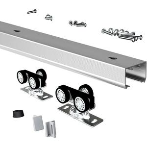 Pocket Door Hardware and Track Set, 60 Inch Sliding Door Aluminium Alloy Box Rail Hardware for Single Wooden Door,Silver