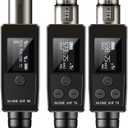 EBJ Wireless Microphone System UHF wireless XLR transmitter and receiver for dynamic/capacitive microphones, 48V Phantom power supply, electric guitar/bass, audio mixer, PA system (One drag two)