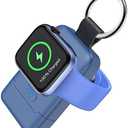 Portable Wireless Charger for Apple Watch,HUOTO Upgraded iWatch Charger 1400mAh Smart Keychain Power Bank,Portable Magnetic iWatch Charger for Apple Watch Series 8/UItra/7/6/SE/5/4/3/2/1 (Blue)