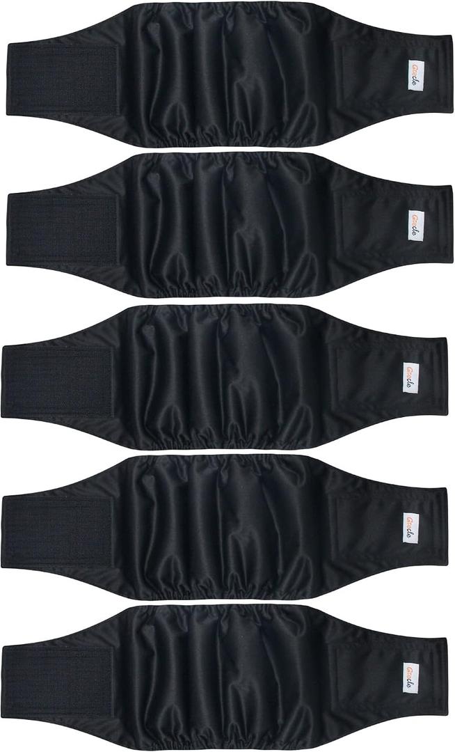 5 Pack Dog Diapers Male Reusable, Premium Belly Bands for Male Dogs, High Absorbing Pee Wraps for Doggie in Incontinence and Training, Black, XL