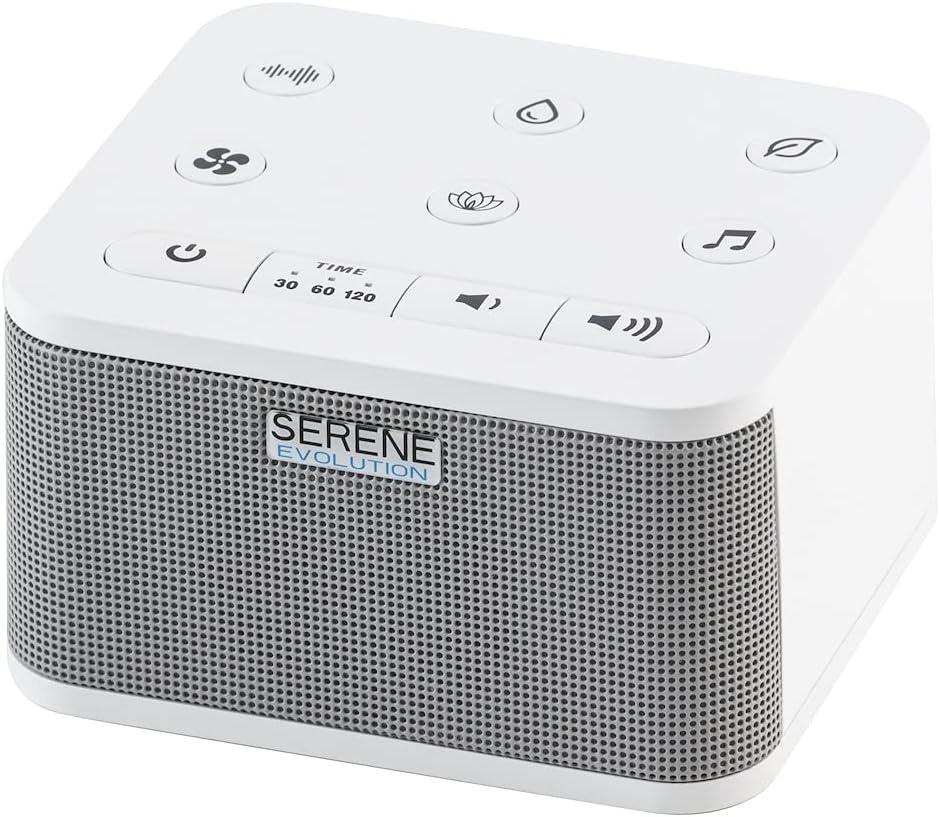 Serene Evolution 45 Sound Portable White Noise Machine - Sleep Sound Machine for Adults, Kids, Baby, Home, Office Privacy - White Noise Machine for Office - Nature Sound Machine - White Noise Maker