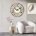 Wood Decorative Wall Clocks for Living Room 24 Inch Big Clock Battery Operated Blue Rustic Wall Clock Silent Non Ticking(No Solid Wood, It is with MDF Material)
