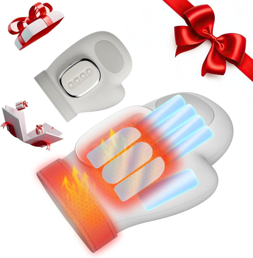 2026 NEW Hand Massager with Heat and Compression, Hand Massager with 3 Massages, 3 Temps (108F ~ 121), 5 Strengths for Arthritis, Wrist & Carpal Tunnel Relief, Hand Massage, Gift for Women/Men (Grey)