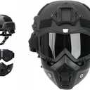 Airsoft Helmet Mask, Paintball Helmet Mask,Full Face Tactical Helmet Mask,Detachable Adjustable Military Tactical Helmet Mask, Black