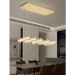 ykolupty Glass Chandelier LED Modern Gold Pendant Light Globe Ceiling Light 16-Lights Glass Ball Chandeliers for Staircase Living Room Hotel Hallway Foyer Entryway (16 Lights-Rectangle Chandeliers)